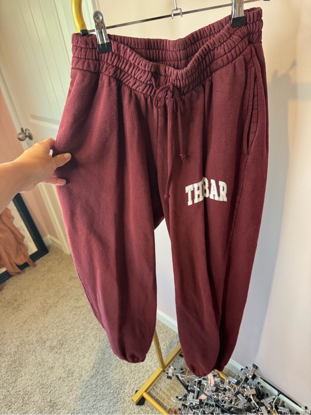 The Bar Maroon Sweat Jogger Pants